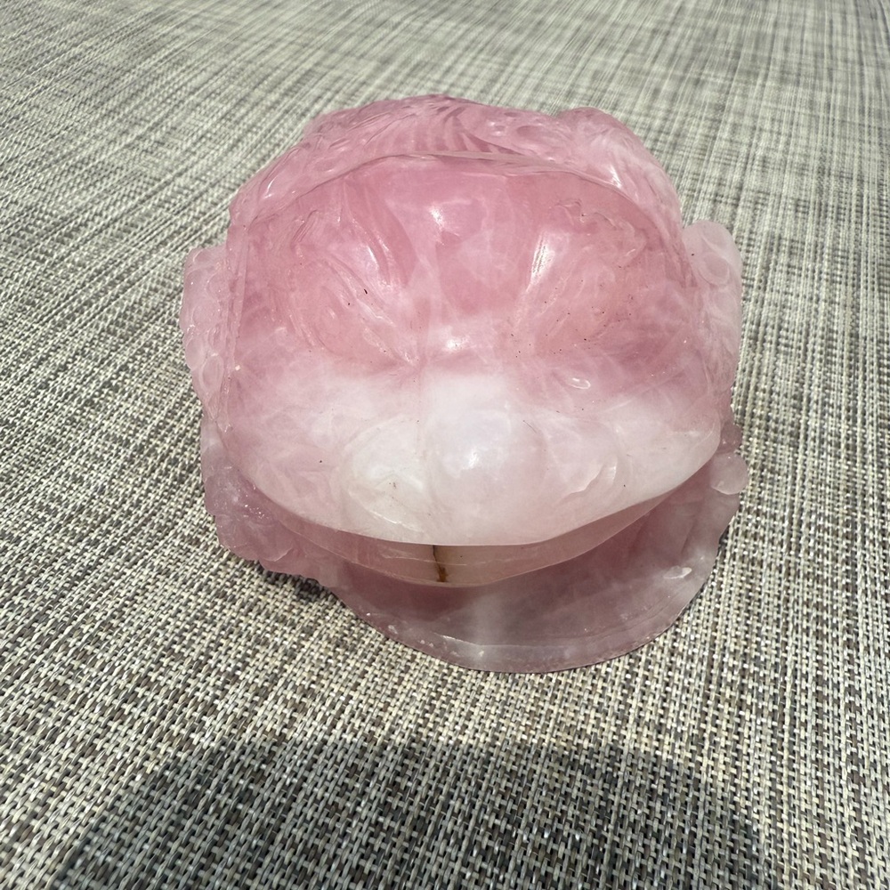 (D) Money Toad feng shui Rose Quartz Lucky Carved Stone Carved Stone Frog XL - Picture 3 of 6